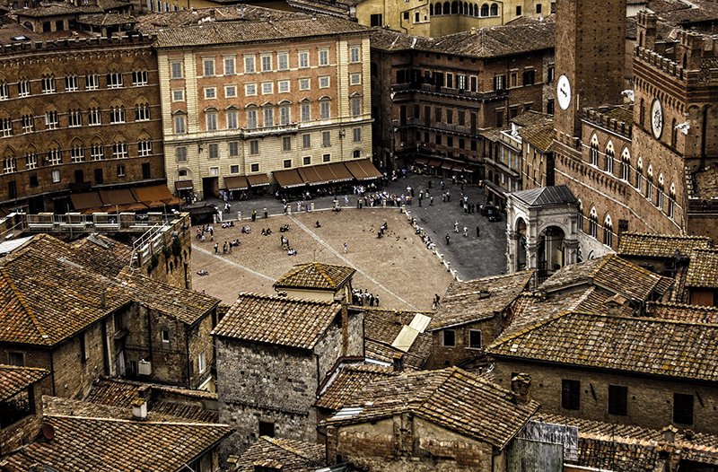 Siena roofs at Piazza dei Camp dei Campo