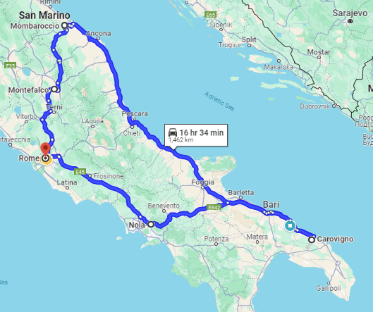 Our route for Fall 2024 in Italy